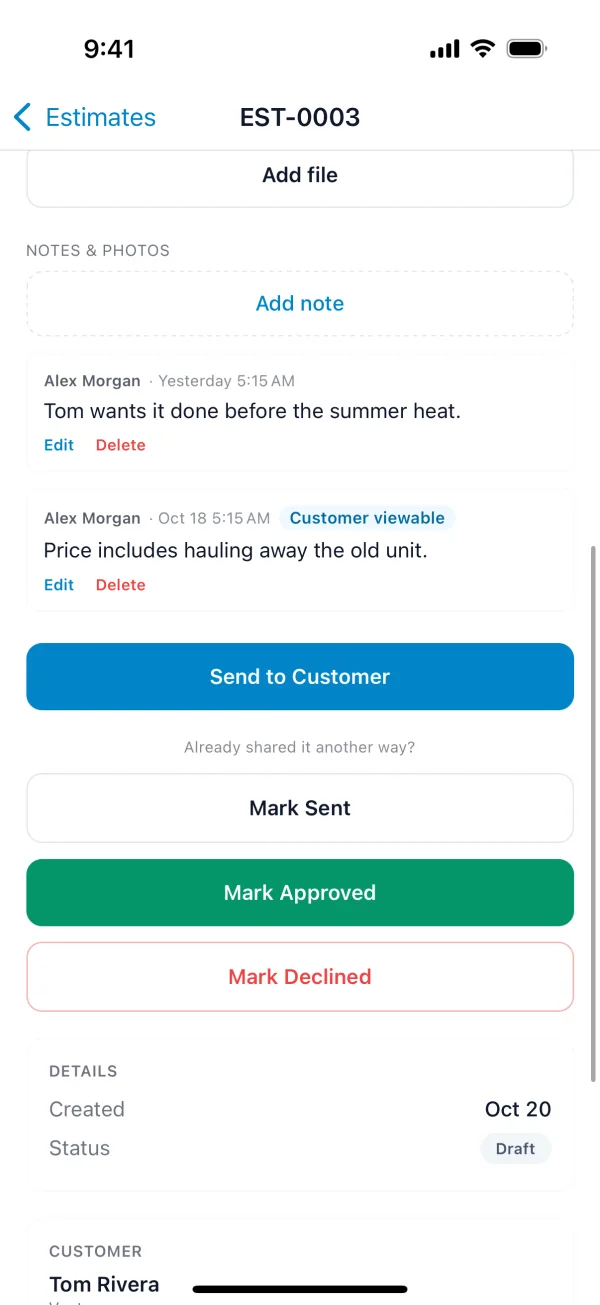 An estimate's actions on the phone