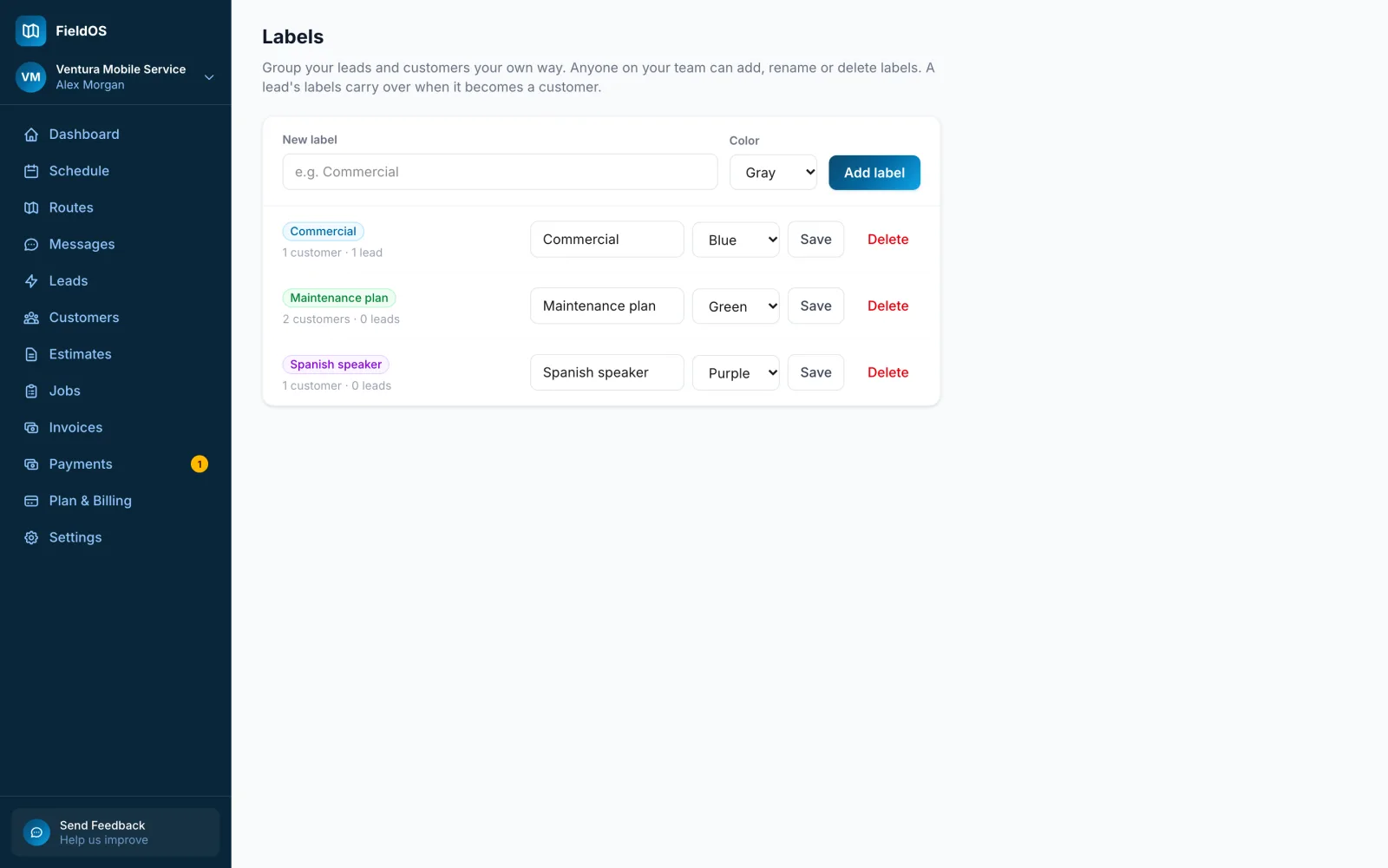 Managing labels