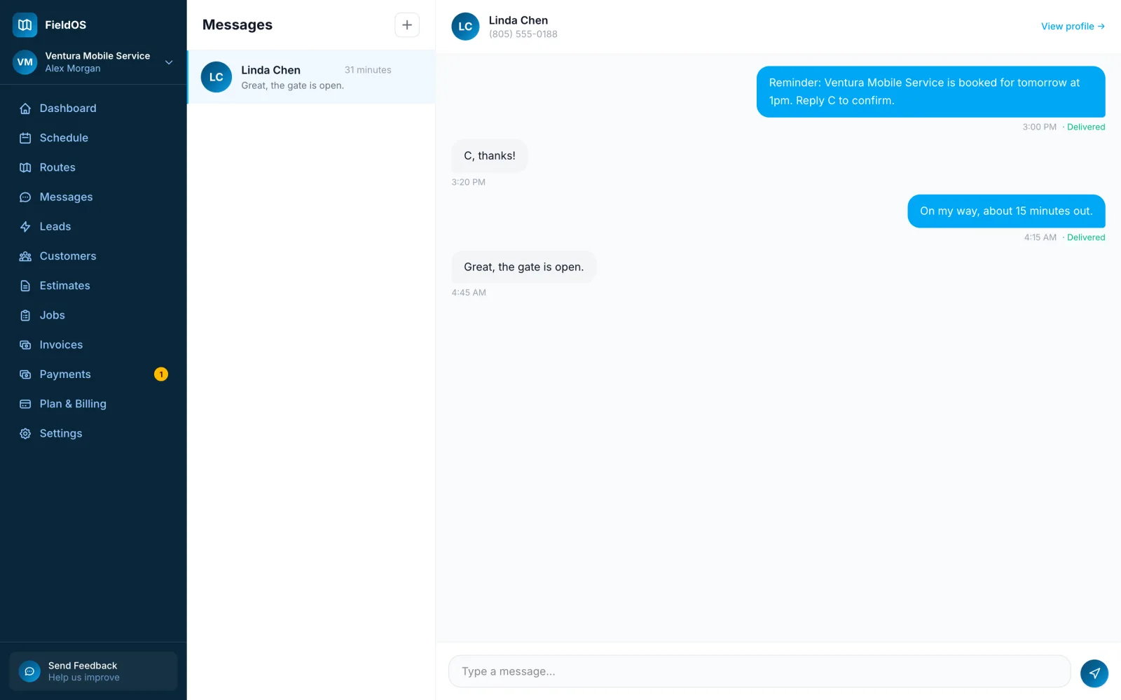 A conversation in Messages