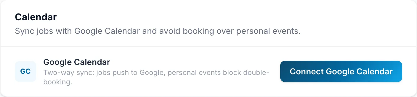 Calendar, in Settings
