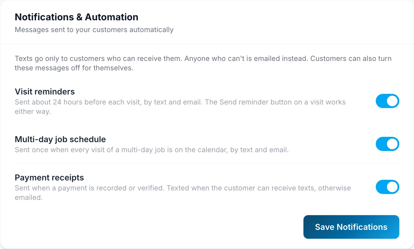 Notifications & Automation in Settings