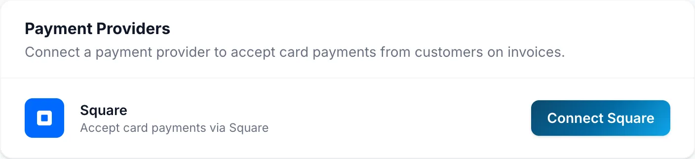 Payment Providers in Settings